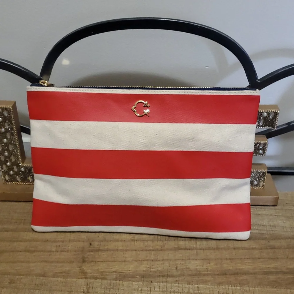 C Wonder Womens Nautical‎ Striped Anchor Clutch
